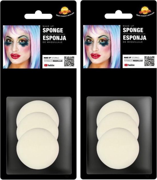 6x stuks schmink / make up sponsjes rond - Grimas sponsje rond - Schminken