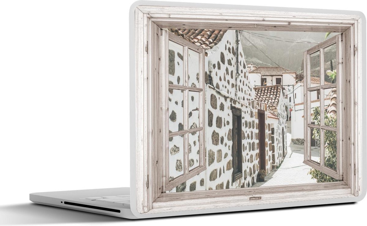 Laptop sticker - 15.6 inch - Doorkijk - Griekenland - Zomer - 36x27,5cm - Laptopstickers - Laptop skin - Cover