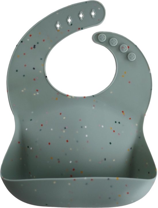 Mushie siliconen slab Cambridge blue | confetti | bra vrij | met opvangbakje