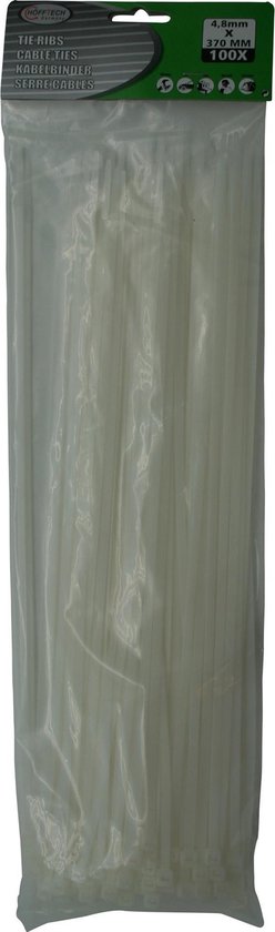 Hofftech Kabelbinders - UV-bestendig - 370 mm - Wit - 100 stuks | bol