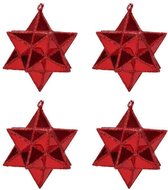 Kavel van 4 kerststerren in rood PVC 7 cm