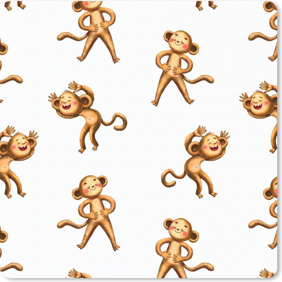 Muismat 20x20 cm - Mousepad Jungle - Design - Aap - Kinderen - Muismatten