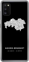 Geschikt voor Samsung Galaxy A41 hoesje - Noord-Brabant - Zwart - Wegenkaart Nederland - Siliconen Telefoonhoesje