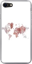 Geschikt voor iPhone SE 2020 hoesje - Wereldkaart - Roze - Verf - Siliconen Telefoonhoesje