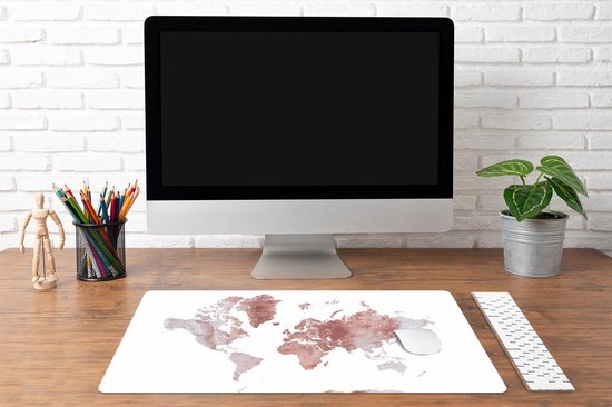 Bureau onderlegger 80x40 cm - Muismat Wereldkaart - Marmer print - Koper - Bureaulegger xl - Desk mat beschermer - Computer muismatten