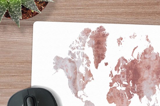 Bureau onderlegger 80x40 cm - Muismat Wereldkaart - Marmer print - Koper - Bureaulegger xl - Desk mat beschermer - Computer muismatten