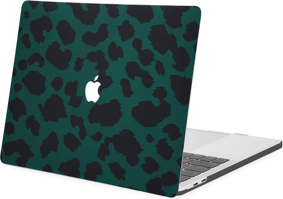 iMoshion Design Laptop Cover Geschikt voor de MacBook Pro 13 inch (2016-2019) - A1708 / A2159 - Green Leopard