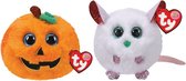 Ty - Knuffel - Teeny Puffies - Halloween Pumpkin & Christmas Mouse