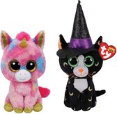 Ty - Knuffel - Beanie Boo's - Fantasia Unicorn & Halloween Pandora Cat