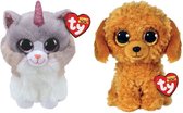 Ty - Knuffel - Beanie Boo's - Asher Cat & Golden Doodle Dog