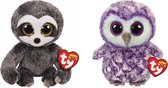 Ty - Knuffel - Beanie Boo's - Dangler Sloth & Moonlight Owl