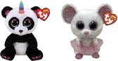 Ty - Knuffel - Beanie Boo's - Paris Panda & Nina Mouse