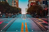 Steile heuvel op California Street in San Francisco - Foto op Tuinposter - 150 x 100 cm