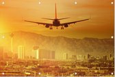 Vliegtuig richting Las Vegas in de Mojavewoestijn - Foto op Tuinposter - 60 x 40 cm