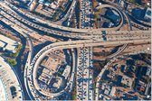 Luchtfoto van een snelwegkruising in Los Angeles - Foto op Tuinposter - 60 x 40 cm