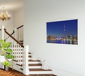 De stedelijke skyline van Toronto in neon verlichting - Foto op Textielposter - 120 x 80 cm