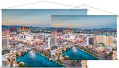 Luchtfoto van de skyline en Las Vegas Strip bij dauw - Foto op Textielposter - 120 x 80 cm