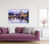 Avondgloed bij de Engelenbrug over de Tiber in Rome - Foto op Textielposter - 120 x 80 cm