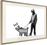 Ingelijste Poster - Banksy: Kies je wapen, Goudkleurige lijst met passe-partout