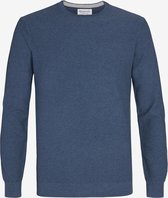 Blauwe katoenen pullover met ronde hals