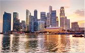 Skyline van Singapore bij een prachtige zonsondergang - Foto op Forex - 45 x 30 cm