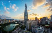 Lotte World Tower in centrum van Seoul in Zuid korea - Foto op Forex - 60 x 40 cm