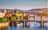 Zonsondergang op een mooie lentedag in Praag - Foto op Forex - 120 x 80 cm