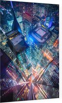 Nachtelijk beeld van Toronto City Center in fel neon - Foto op Plexiglas - 30 x 40 cm