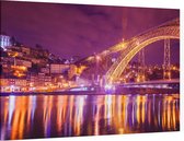 De imposante Dom Luis brug in Porto uitgelicht bij nacht - Foto op Canvas - 60 x 40 cm