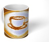 Mok - Latte art van een kopje koffie in het schuim van cappuccino - 350 ML - Beker