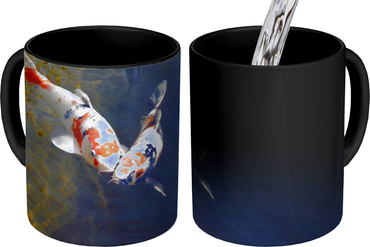 Magische Mok - Foto op Warmte Mokken - Koffiemok - Twee koi karpers in het water - Magic Mok - Beker - 350 ML - Theemok