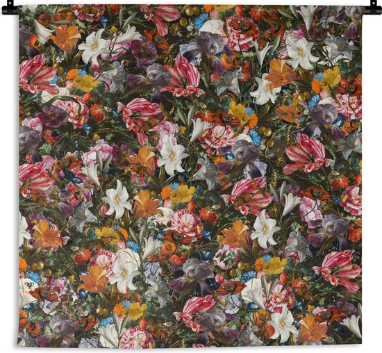 Tapisserie - Toile Murale - Fleurs - Papillon - Motif - 180x180 cm - Tapisserie