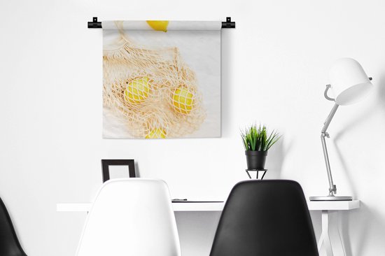Wandkleed - Wanddoek - Zomer - Tas - Citroen - 60x60 cm - Wandtapijt