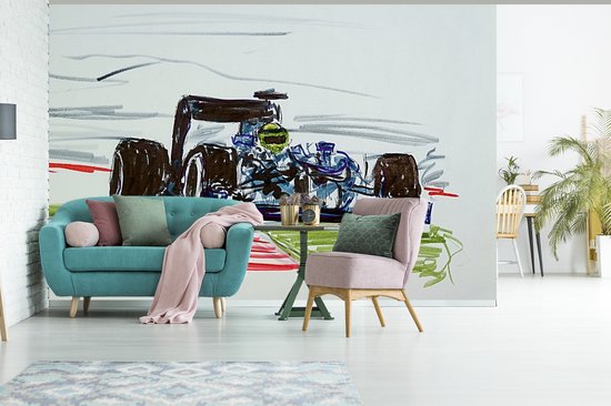 Papier peint photo vinyle - Une illustration d'une voiture de course de Formule 1 largeur 360 cm x hauteur 240 cm - Tirage photo sur papier peint (disponible en 7 tailles)