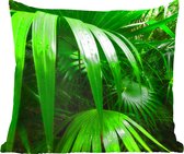 Sierkussen - Feuilles De Palmier Dans La Jungle - Vert - 50 Cm X 50 Cm