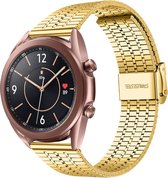 Stalen Smartwatch bandje - Geschikt voor  Samsung Galaxy Watch 3 41mm roestvrij stalen band - goud - Strap-it Horlogeband / Polsband / Armband