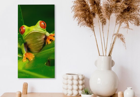 Tableau Grenouille - Feuilles - 20x40 cm - Décoration murale