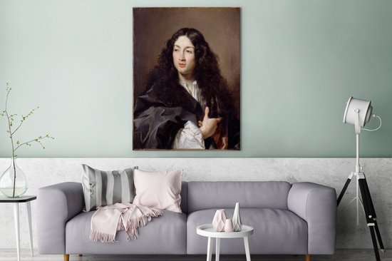 Canvas schilderij 90x120 cm - Wanddecoratie A man called Michel Baron - schilderij van Claude Lefèbvre - Muurdecoratie woonkamer - Slaapkamer decoratie - Kamer accessoires - Schilderijen op canvas