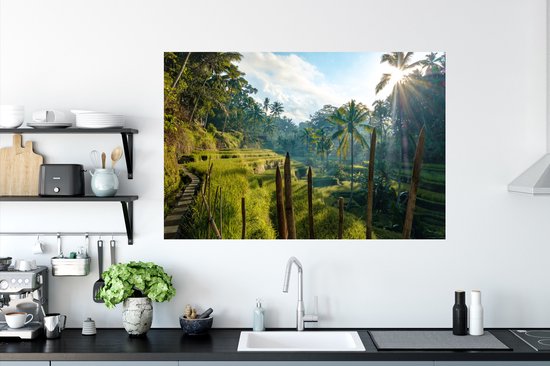 Stickers muraux - Film autocollant - Rizières en terrasse en Indonésie - 120x80 cm - Film adhésif - Stickers muraux chambre enfant - Papier peint autocollant - Papier peint autocollant - Film autocollant
