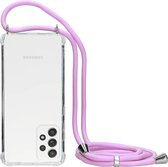 Samsung Galaxy A52 5G Hoesje - Mobiparts - Lanyard Serie - TPU Hoesje met koord - Violet - Hoesje Geschikt Voor Samsung Galaxy A52 5G