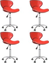 vidaXL Eetkamerstoelen draaibaar 4 st kunstleer rood