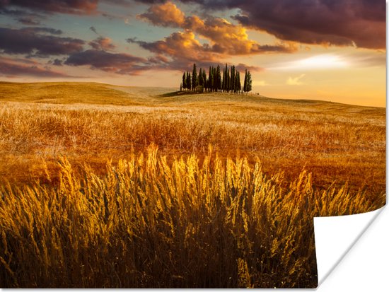 Coucher de soleil sur le paysage italien en Toscane Poster 40x30 cm - petit  - Tirage... | bol.com