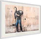 Ingelijste Poster - Banksy: Zoon van een migrant uit Syrië Witte lijst met passe-partout