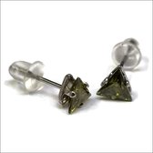 Aramat jewels ® - Zirkonia zweerknopjes driehoek 5mm oorbellen olijf groen chirurgisch staal