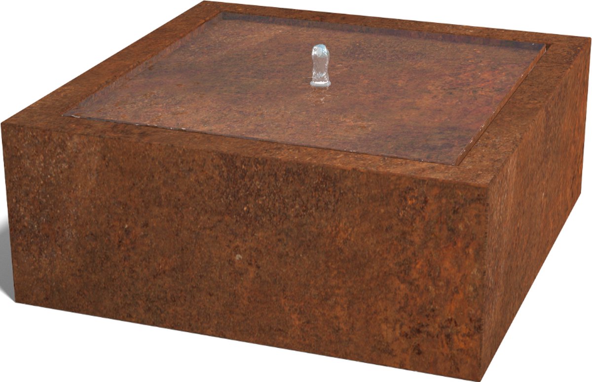 Cortenstaal watertafel - Lyra - 100x100x40cm - Roestkleur - Inclusief LED-verlichting - MySteel