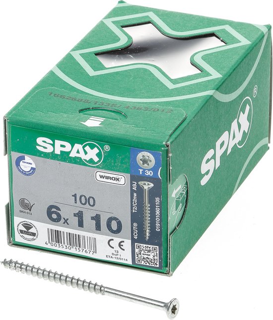 Vis pour panneaux de particules Spax Galvanized Torx 6.0 x 110-100 pcs