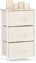 bijzetkast - 3 lades - metalen frame - 73 x 45 x 30 cm - slaapkamer - beige