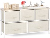bijzetkast - 5 lades - metalen frame - 54,5 x 100 x 30 cm - slaapkamer - beige