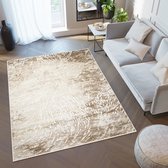 Tapiso Breeze Vloerkleed Licht Beige Abstract Modern Slaapkamer Woonkamer Tapijt Maat- 200x300