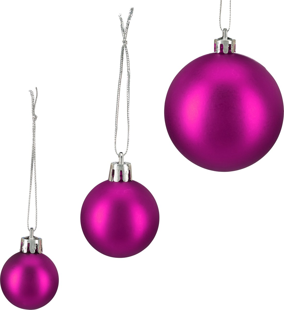 kerstballen - set van 100 - mat - glanzend - glitters - plastic - ∅ 3, 4 & 6 cm - paars-roze – foto 5